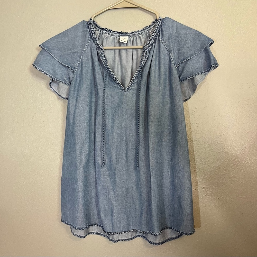 Old Navy Women's Chambray Short Sleeve Summer Top Size Small